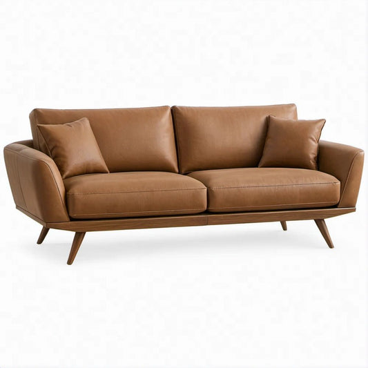 Sofá de 3 Lugares em Pele Sintética PU Castanho 180 x 85 x 82 cm