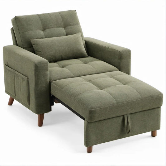 Sofá-cama individual extensível Verde-oliva 90 x 190 x 88 cm