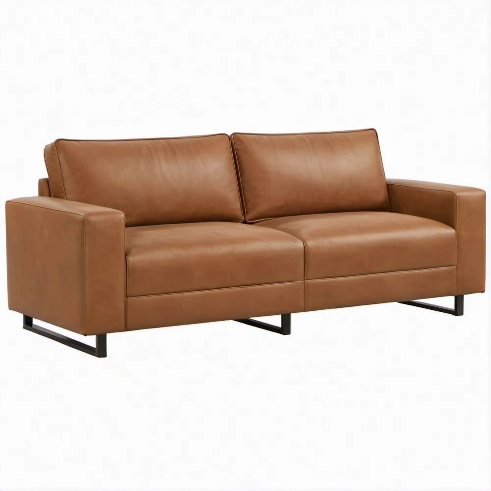 Sofá de 2 Lugares em Couro Sintético PU Castanho 180 x 85 x 85 cm