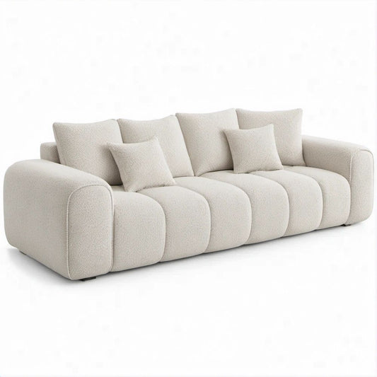 Sofá de 3 Lugares em Bouclé Bege-claro, 240 x 100 x 82 cm