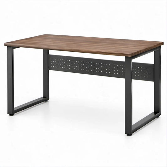 Secretária Retangular em MDF e Aço Nogueira/Preto 120 x 60 x 75 cm